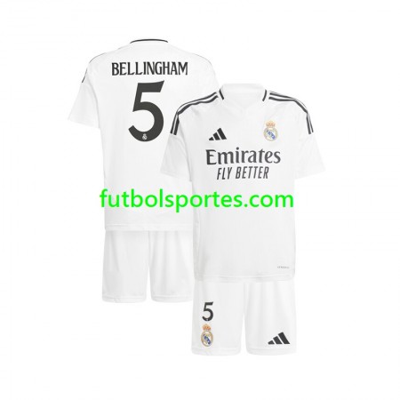 Camiseta Real Madrid Jude Bellingham 5 Niño Primera Equipación 2024/2025